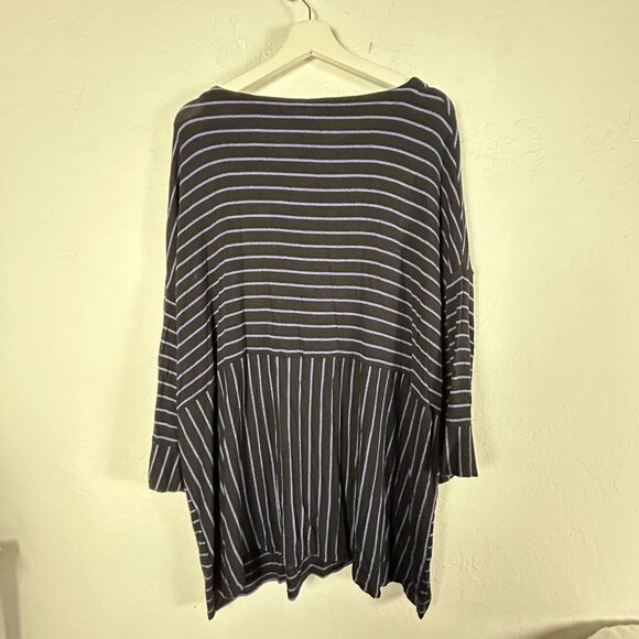 J. Jill Wearever Womens 2X Striped Rayon Stretch Pullover Tunic Top Black Purple - Picture 2 of 8